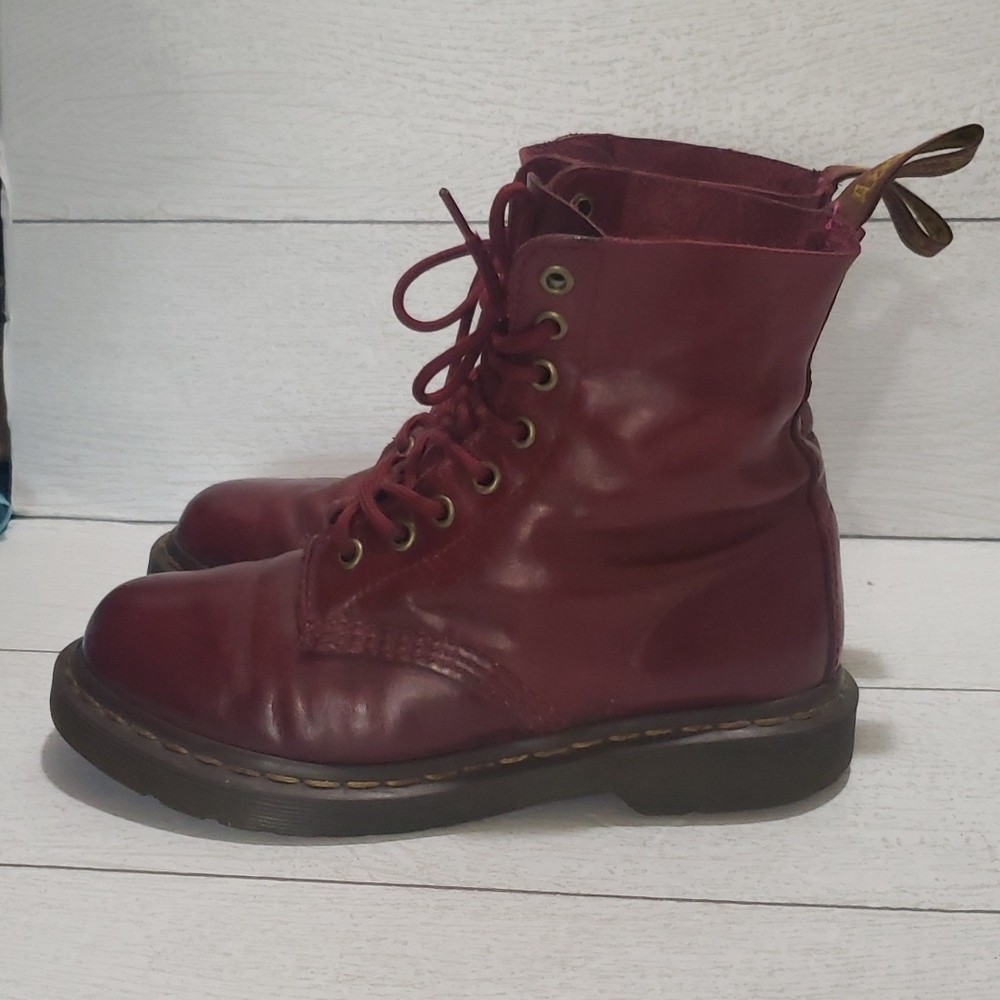 Dr. Martens 36(5) woman youth girl burgundy lace up combat boots - Picture 5 of 8